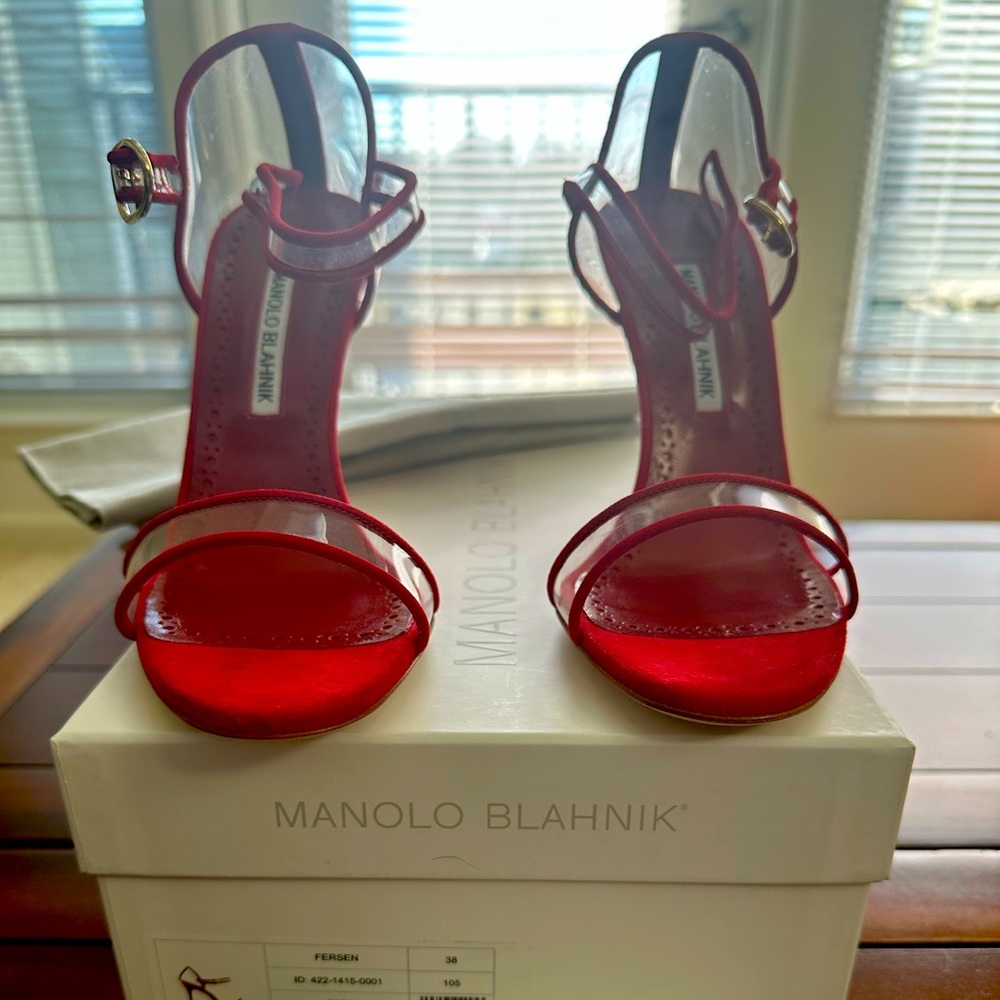 Manolo Blahnik Fersen Red Suede Daim Heels Size 38 - Brand New, Never Worn